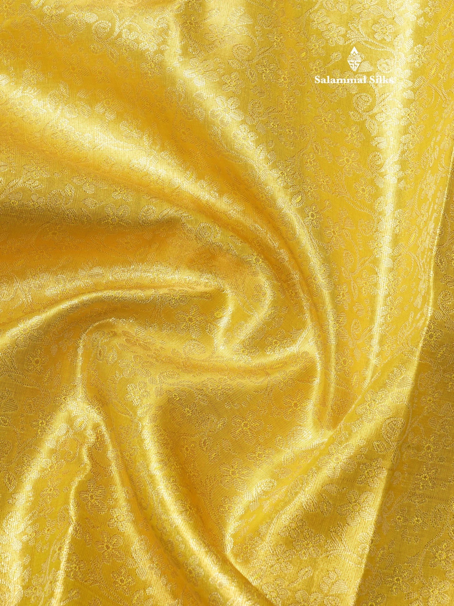 Gold Tissue Bridal Semi Silk Saree With Contrast Lavender Border