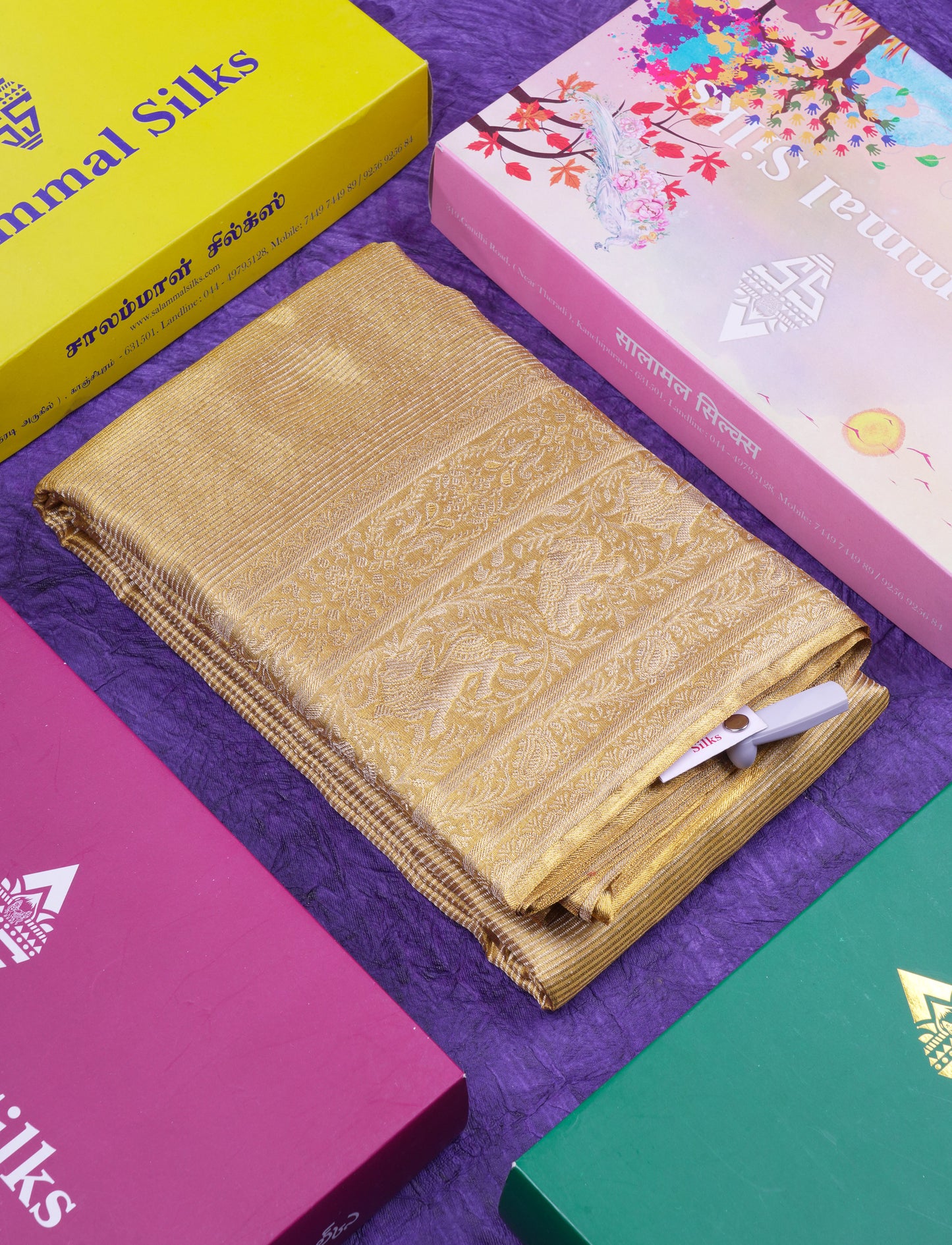 Beautiful Gold Tissue Bridal Pure Kanjivaram Silk Saree With Traditional Border