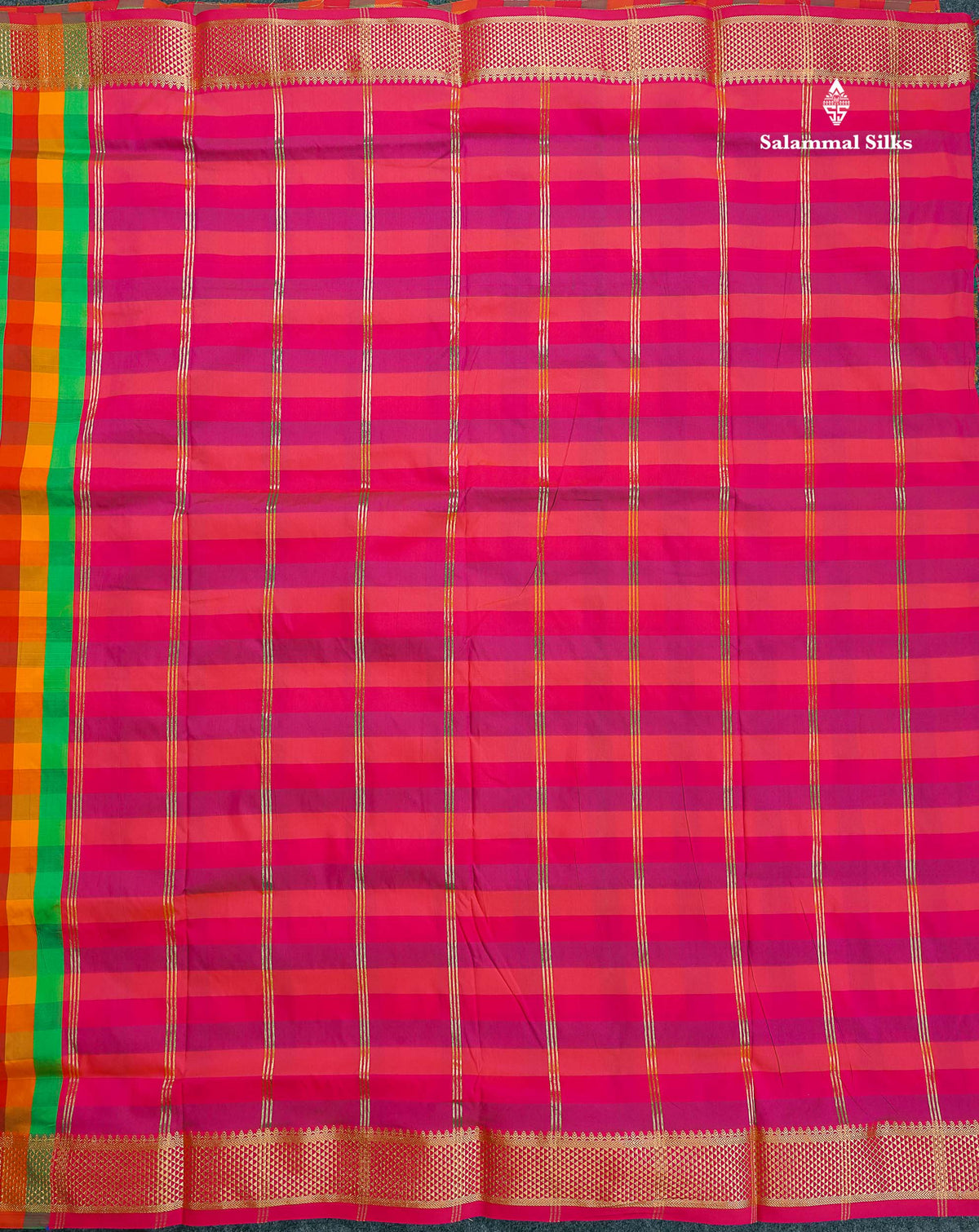 Semi Silk Saree - Paalum Pazham Checks Body With Traditional Border | 9.5 Yards