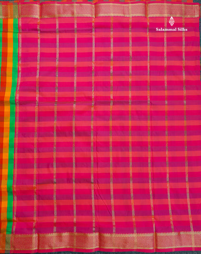 Semi Silk Saree - Paalum Pazham Checks Body With Traditional Border | 9.5 Yards