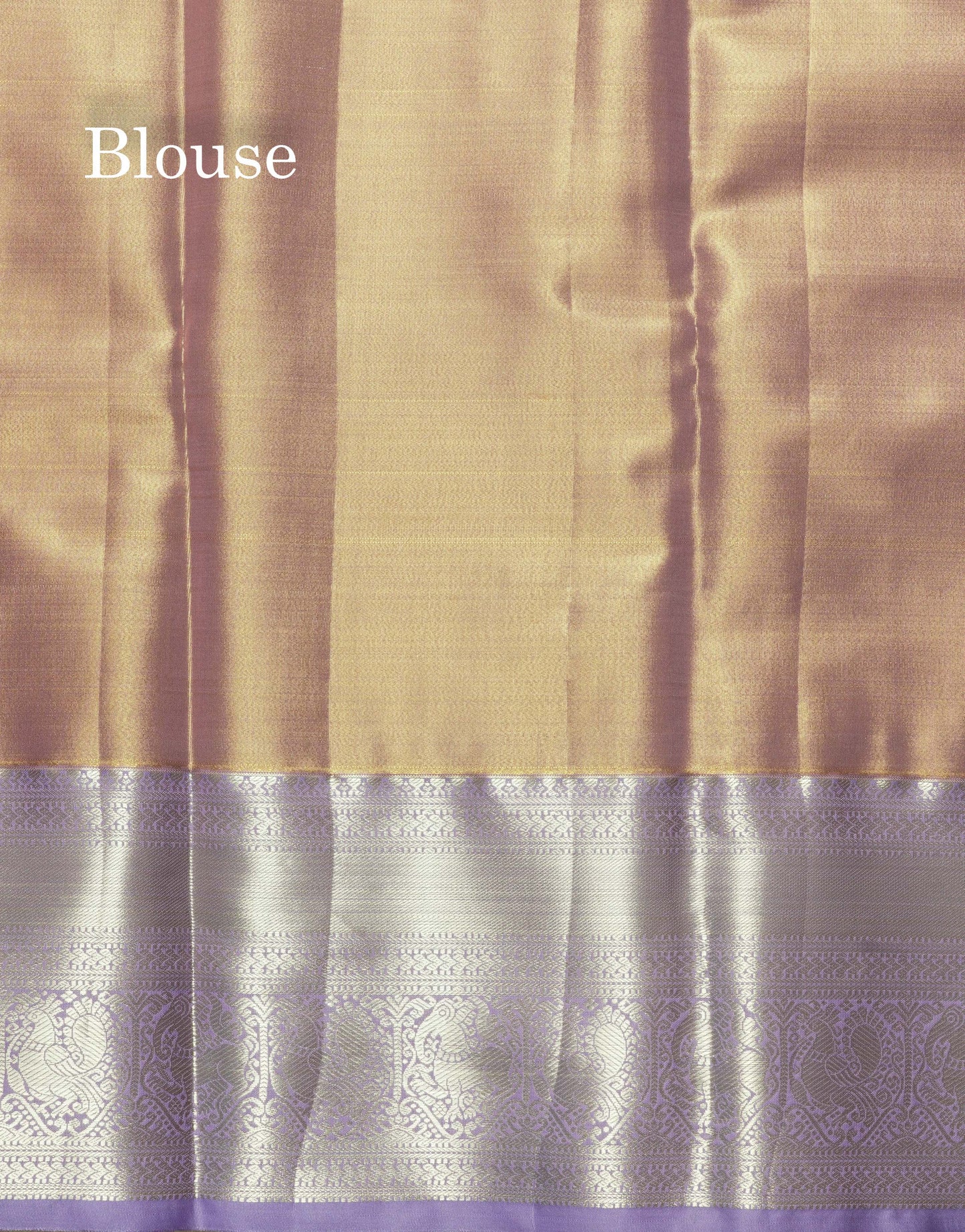 Gold Tissue Bridal Semi Silk Saree With Contrast Lavender Border