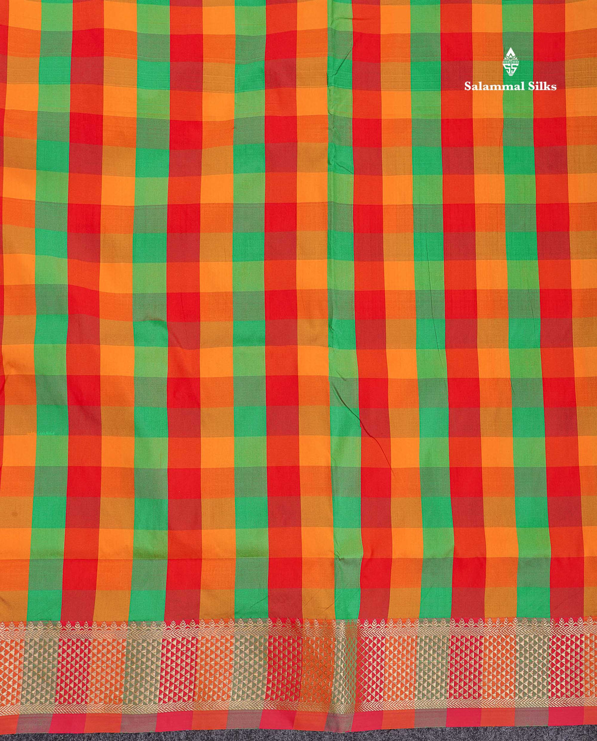 Semi Silk Saree - Paalum Pazham Checks Body With Traditional Border | 9.5 Yards
