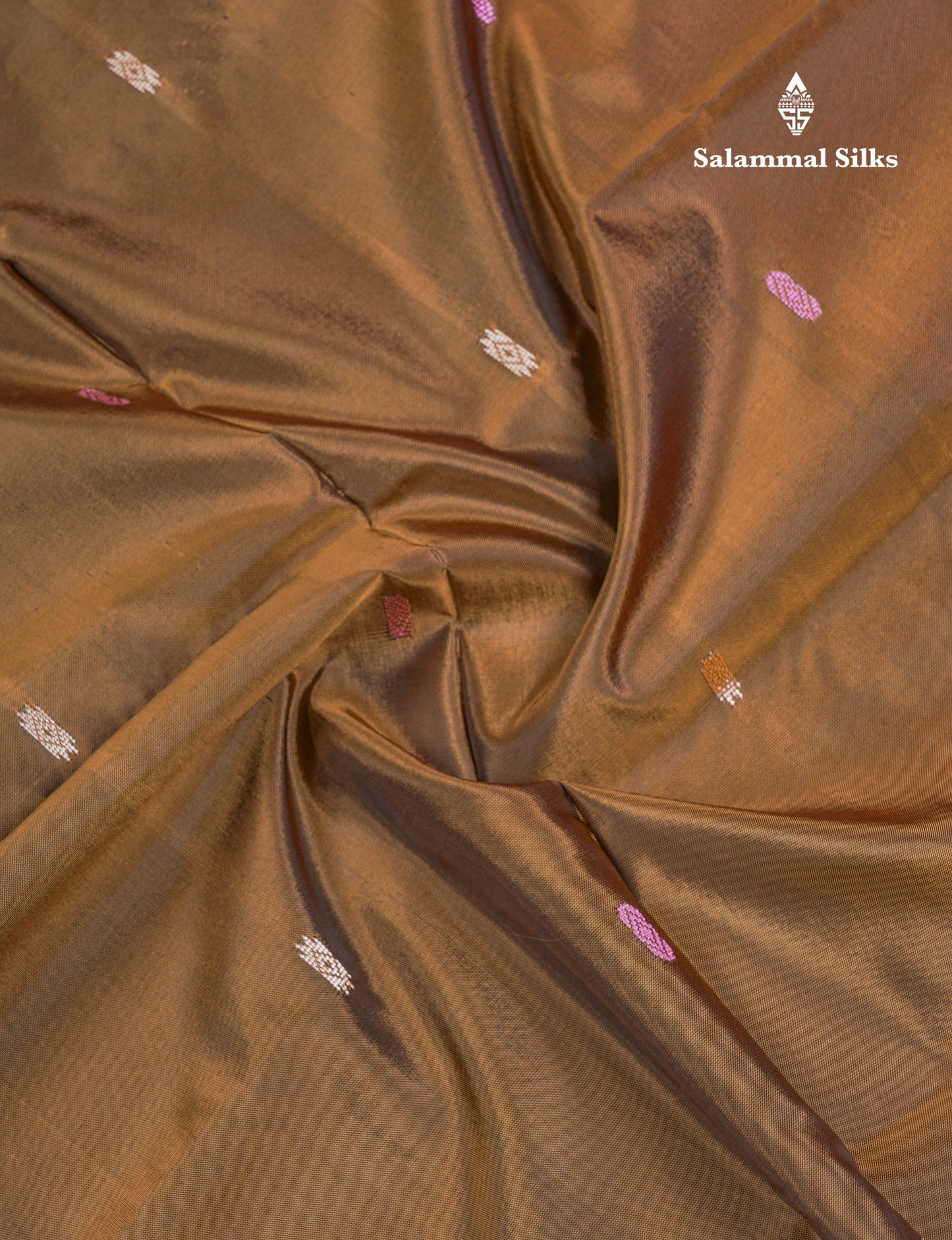 Olive Mustard Yellow Thread work Buttas Banana Pinth Saree (Vaazhainaar Pattu) With Contrast Pink Blouse