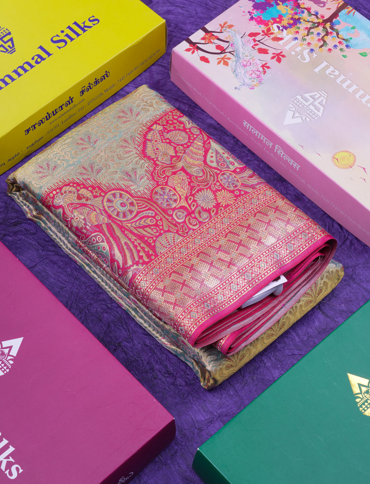 Beautiful Pastel Blue Tissue Bridal Pure Kanjivaram Silk Saree With Contrast Pink Fancy Turning Border