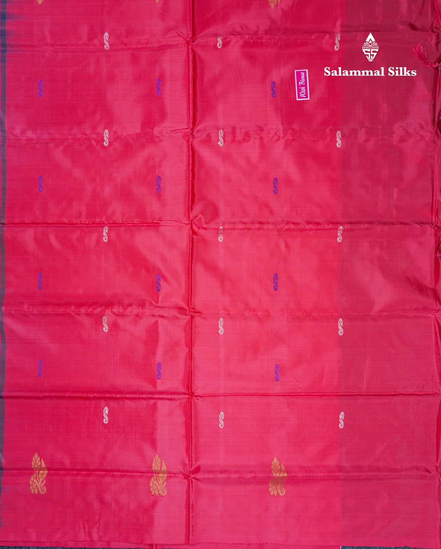 Violet Thread work Buttas Banana Pinth Saree (Vaazhainaar Pattu) With Contrast Pink Blouse