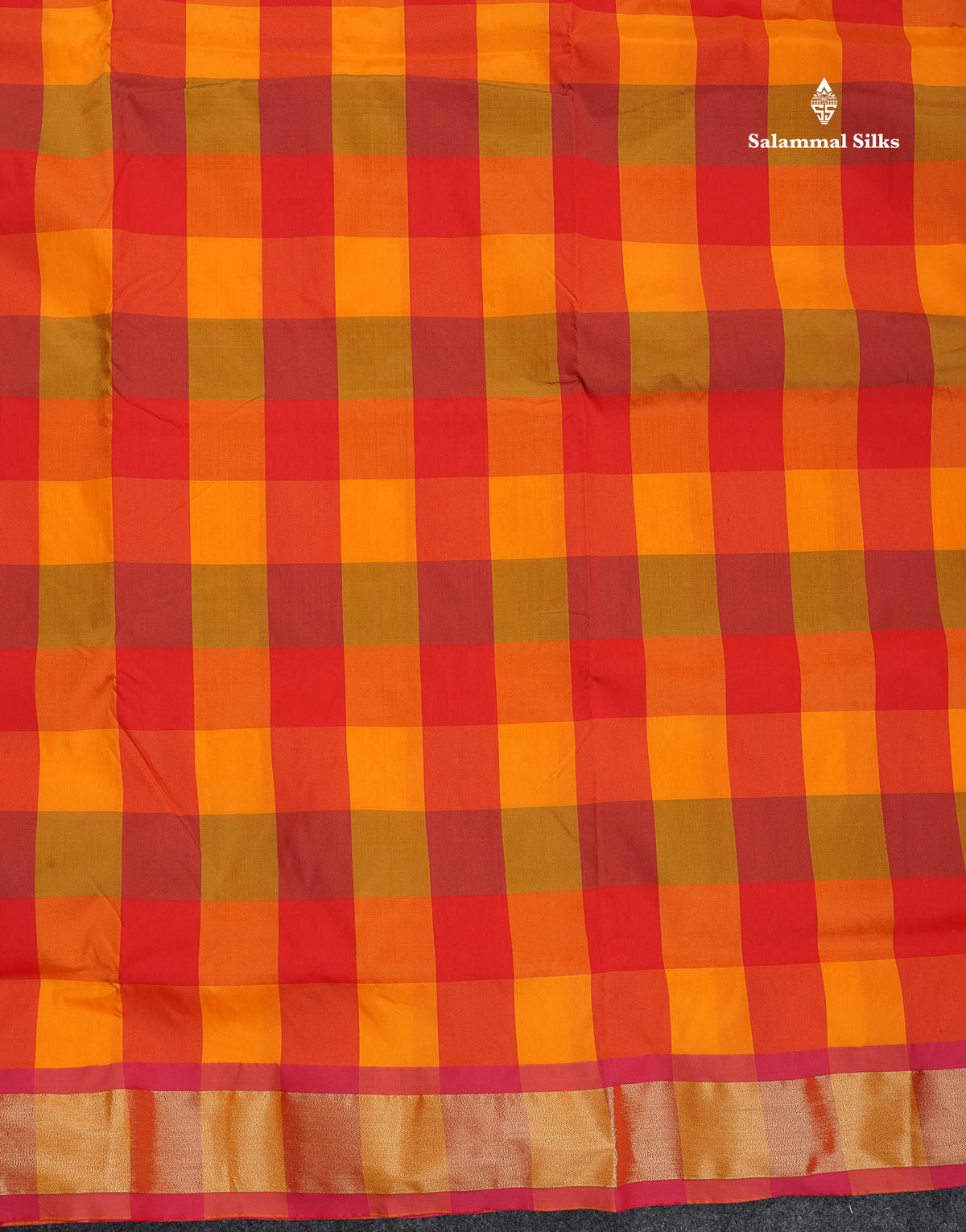Semi Silk Saree - Paalum Pazham Checks With Tissue Border | 9.5 Yards