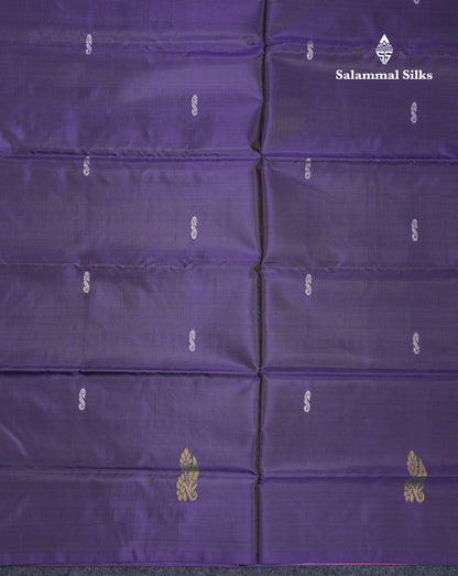 Violet Thread work Buttas Banana Pinth Saree (Vaazhainaar Pattu) With Contrast Pink Blouse