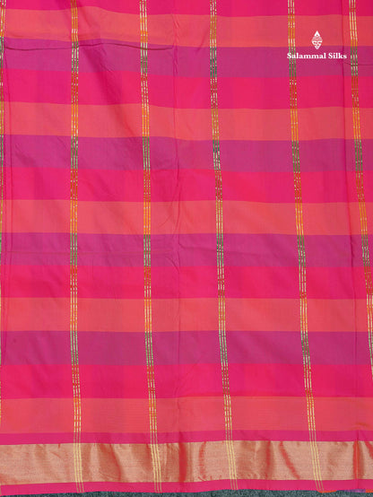 Semi Silk Saree - Paalum Pazham Checks With Tissue Border | 9.5 Yards
