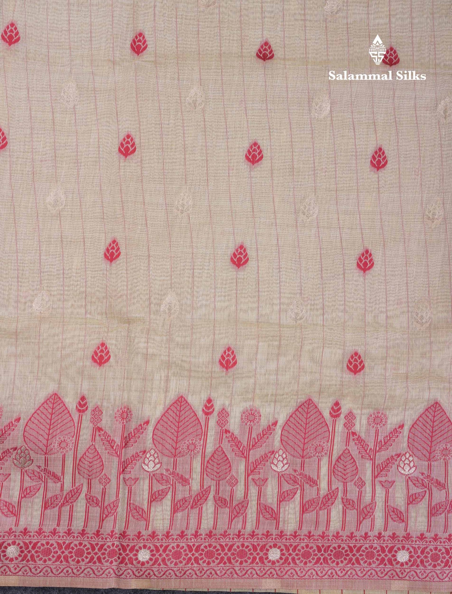 Beautiful Cream Sandal Cotton Mix Saree With Contrast Ramar Blue Fancy Border