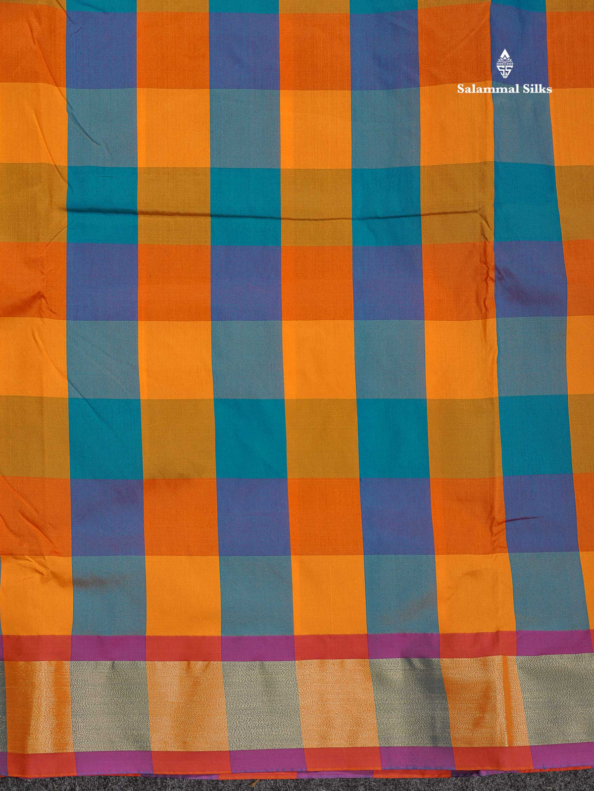 Semi Silk Saree - Paalum Pazham Checks With Tissue Border | 9.5 Yards