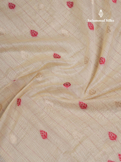Beautiful Cream Sandal Cotton Mix Saree With Contrast Ramar Blue Fancy Border