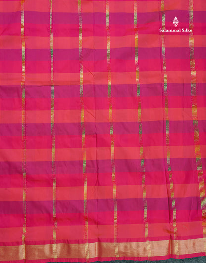 Semi Silk Saree - Paalum Pazham Checks With Tissue Border | 9.5 Yards