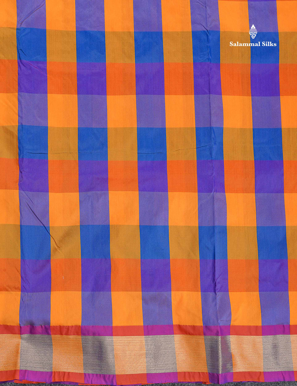 Semi Silk Saree - Paalum Pazham Checks With Tissue Border | 9.5 Yards