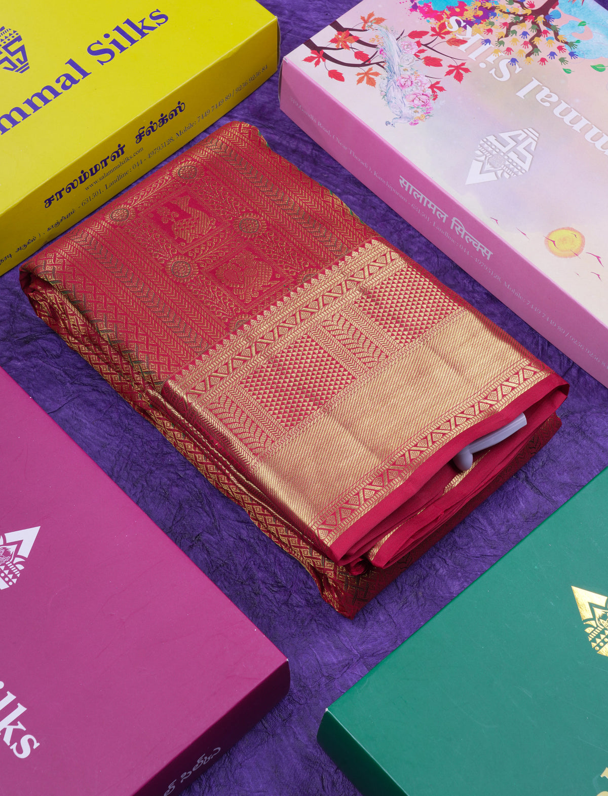 Beautiful Maroon Menakari Work Bridal Pure Kanjivaram Silk Saree With Traditional Border