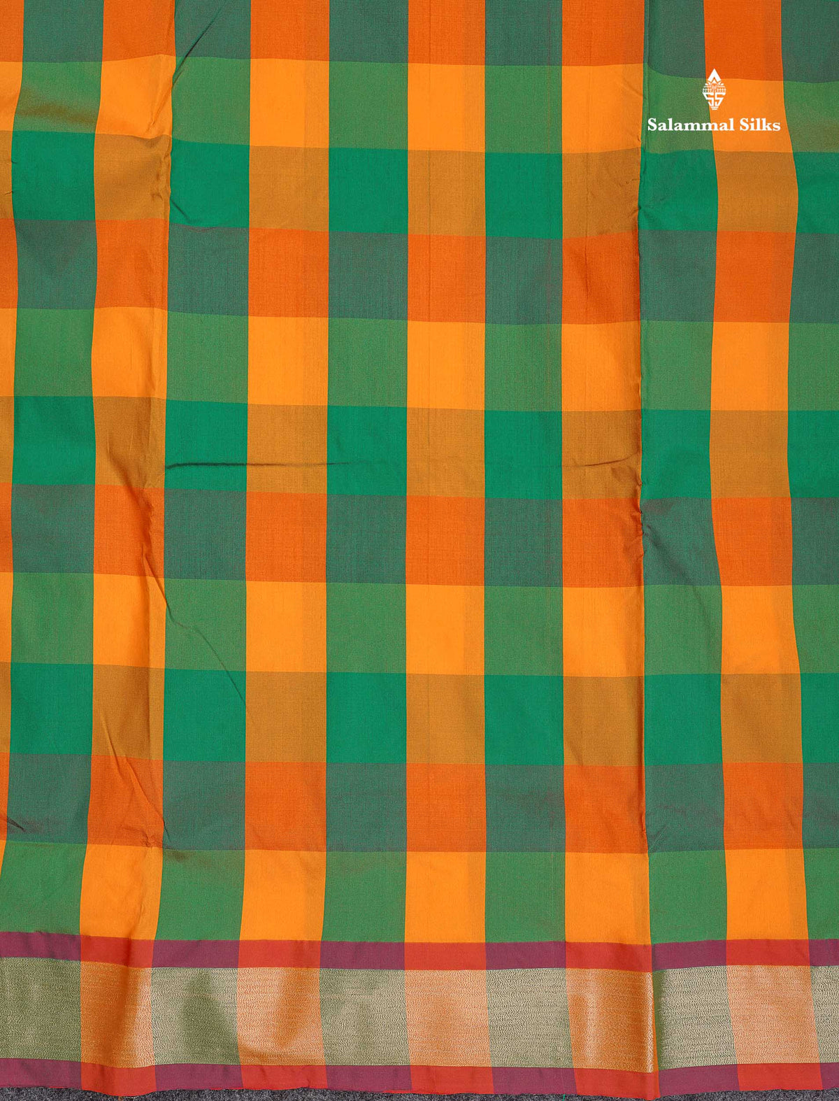 Semi Silk Saree - Paalum Pazham Checks With Tissue Border | 9.5 Yards