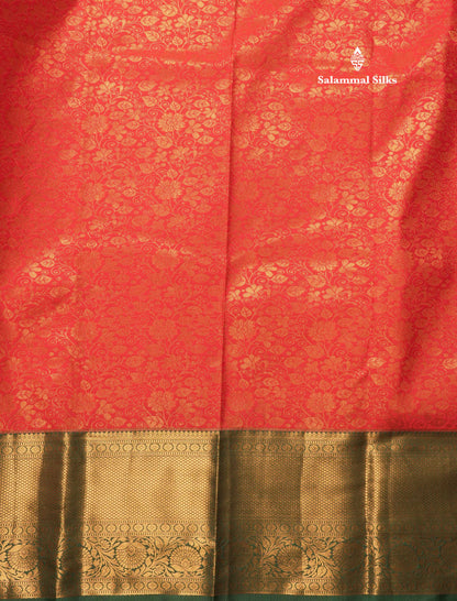 Magenta Pink Bridal Semi Silk Saree With Contrast Bottle Green Border