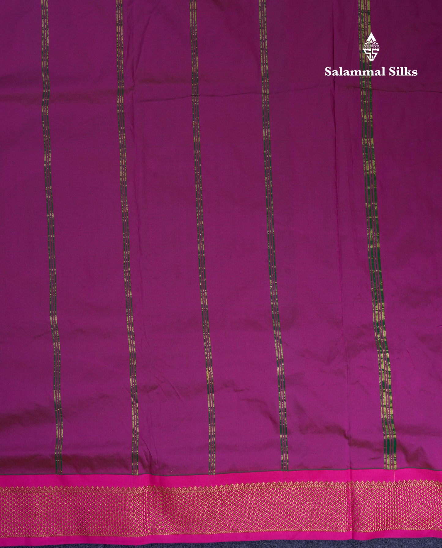 11 Yards Semi Silk Saree Peacock Blue with Contrast Pink Traditional Border