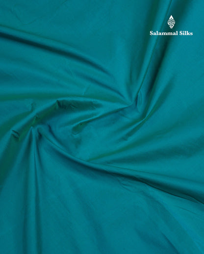 11 Yards Semi Silk Saree Peacock Blue with Contrast Pink Traditional Border