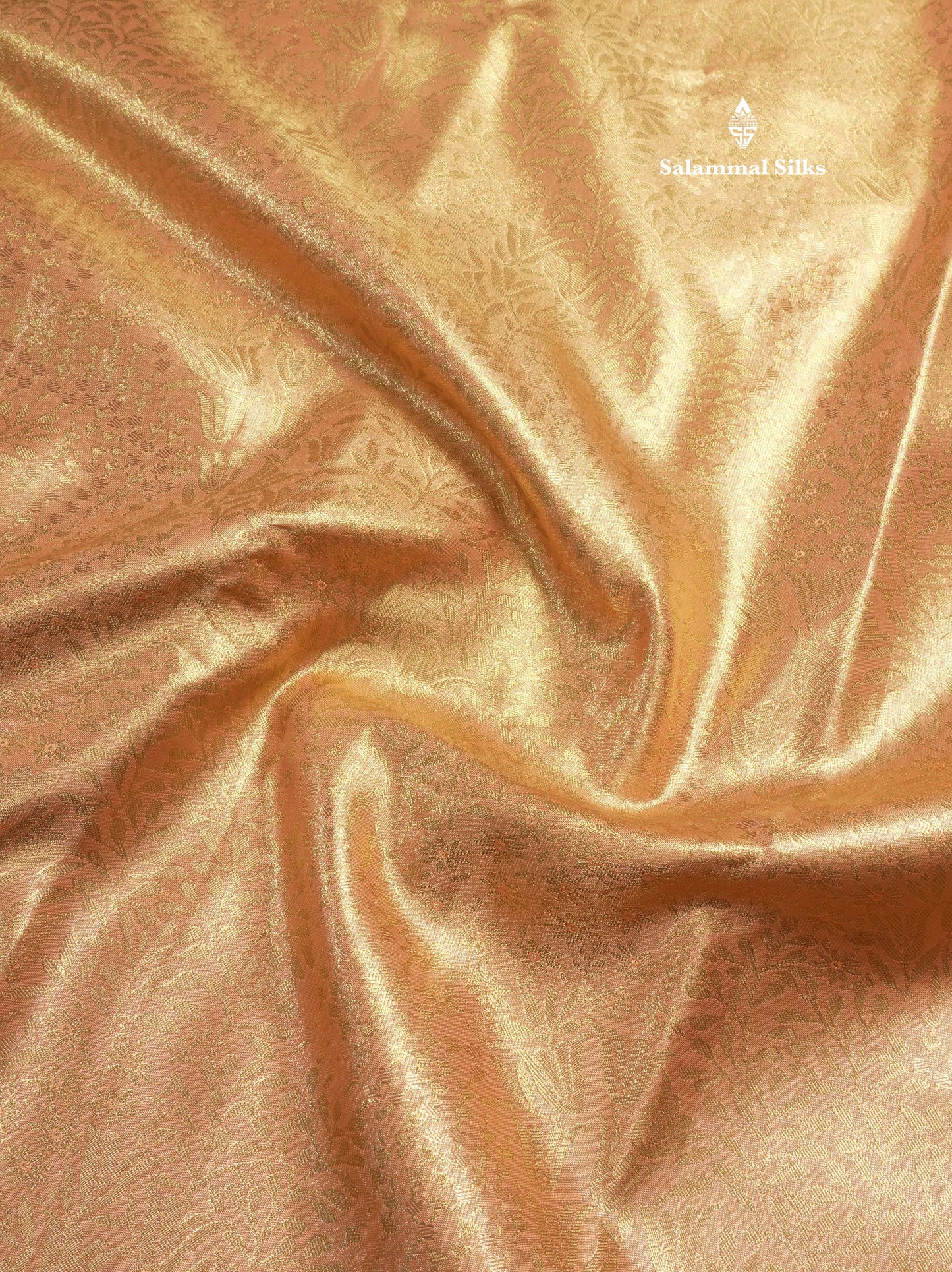 Light Peach Tissue Bridal Semi Silk Saree With Contrast Rexona Green Border