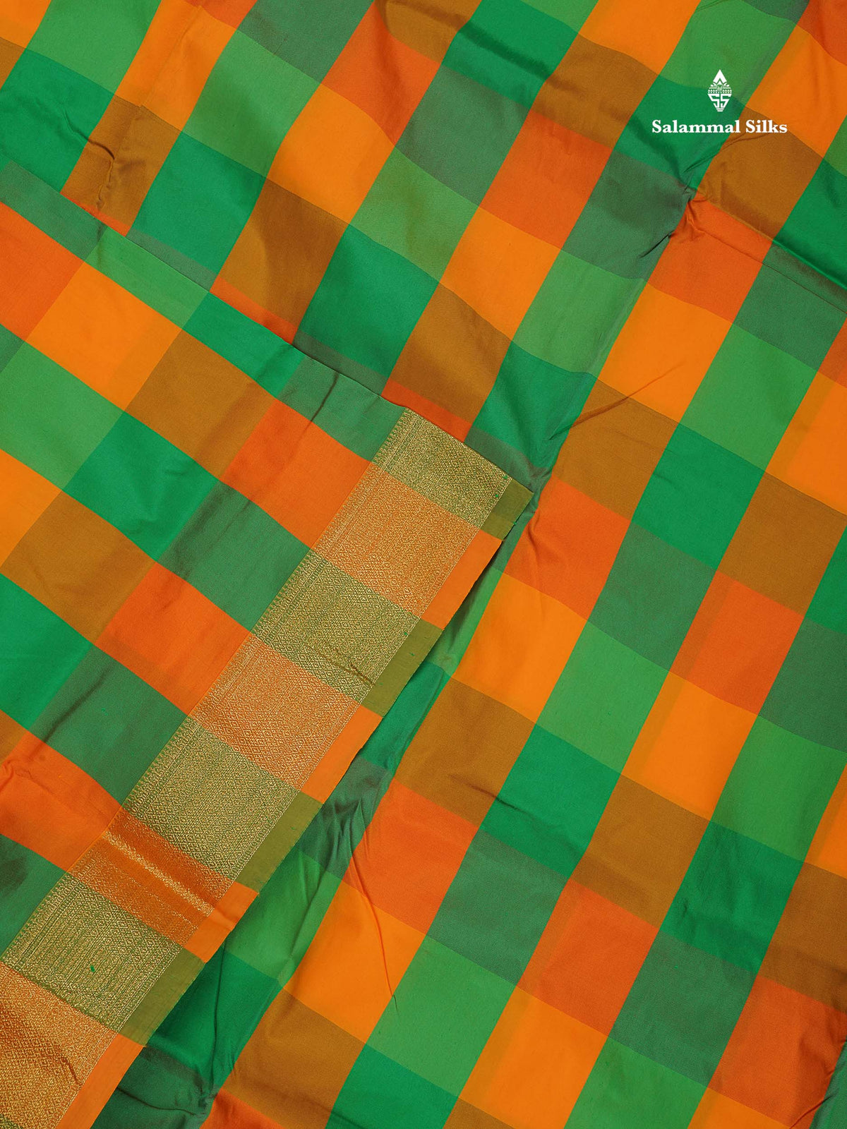 Semi Silk Saree - Paalum Pazham Checks With Traditional Border | 9.5 Yards