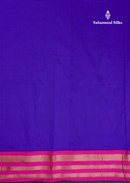 9.5 Yards Semi Silk Saree Dual Tone Violet with Contrast Pink Traditional Border