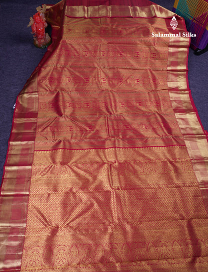 Beautiful Maroon Menakari Work Bridal Pure Kanjivaram Silk Saree With Traditional Border