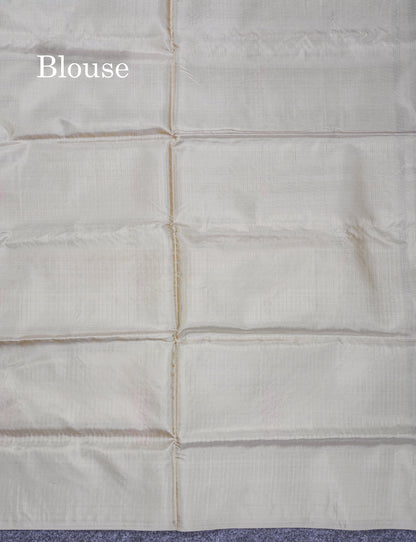 Dark Maroon Thread work Buttas Banana Pinth Saree (Vaazhainaar Pattu) With Contrast Cream White Blouse