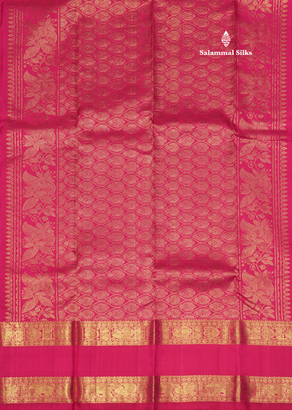 Magenta Colour Pure Kanjivaram Silk Saree With Traditional Gap Border