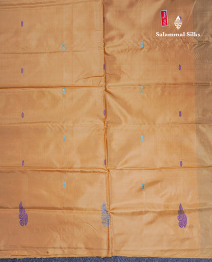 Violet Thread work Buttas Banana Pinth Saree (Vaazhainaar Pattu) With Contrast Sandal Blouse