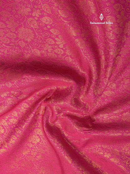 Magenta Pink Bridal Semi Silk Saree With Contrast Bottle Green Border