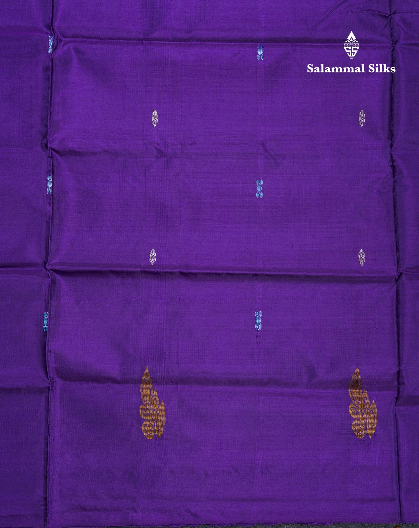 Violet Thread work Buttas Banana Pinth Saree (Vaazhainaar Pattu) With Contrast Sandal Blouse