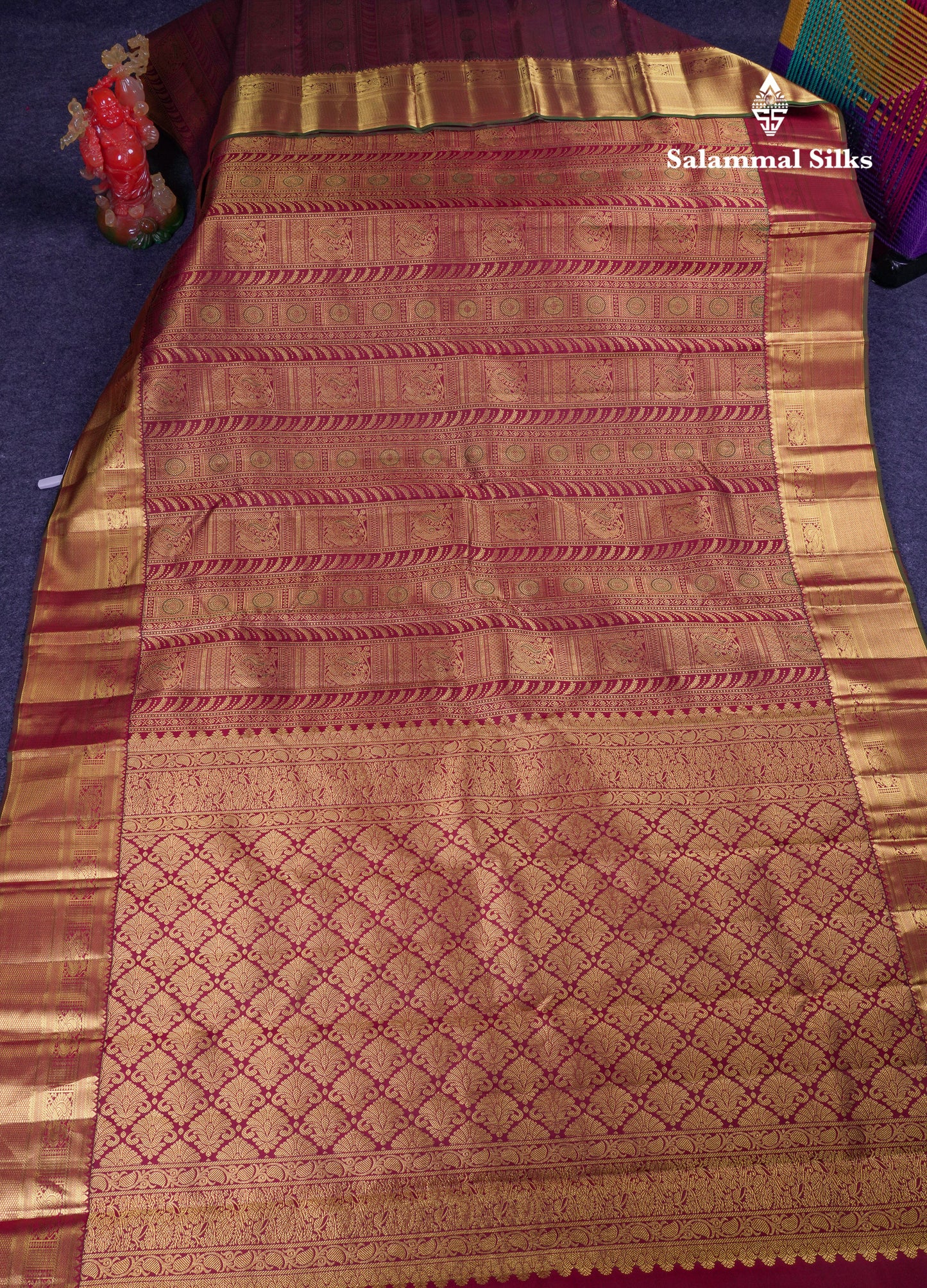 Beautiful Dark Brown Meenakari Work Bridal Pure Kanjivaram Silk Saree With Traditional Border