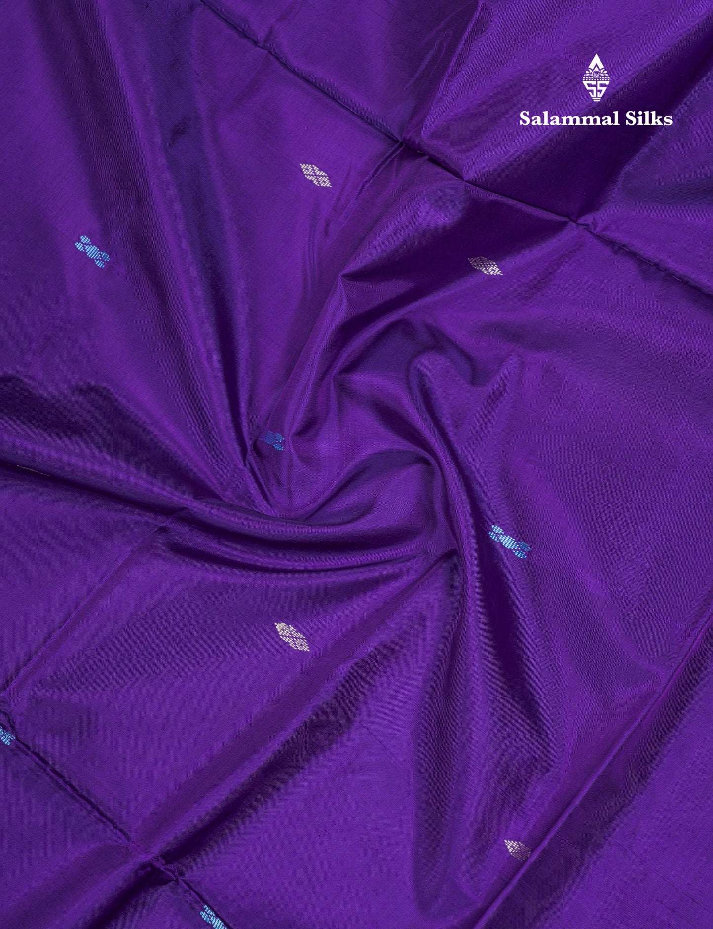 Violet Thread work Buttas Banana Pinth Saree (Vaazhainaar Pattu) With Contrast Sandal Blouse