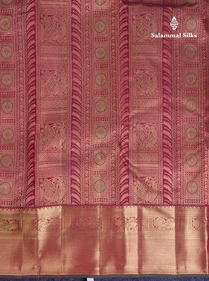 Beautiful Dark Brown Meenakari Work Bridal Pure Kanjivaram Silk Saree With Traditional Border