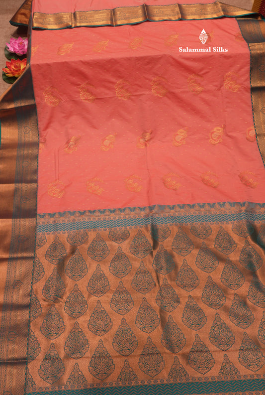 Onion Pink Colour Semi Silk Saree With Sapphire Green Border