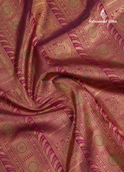 Beautiful Dark Brown Meenakari Work Bridal Pure Kanjivaram Silk Saree With Traditional Border