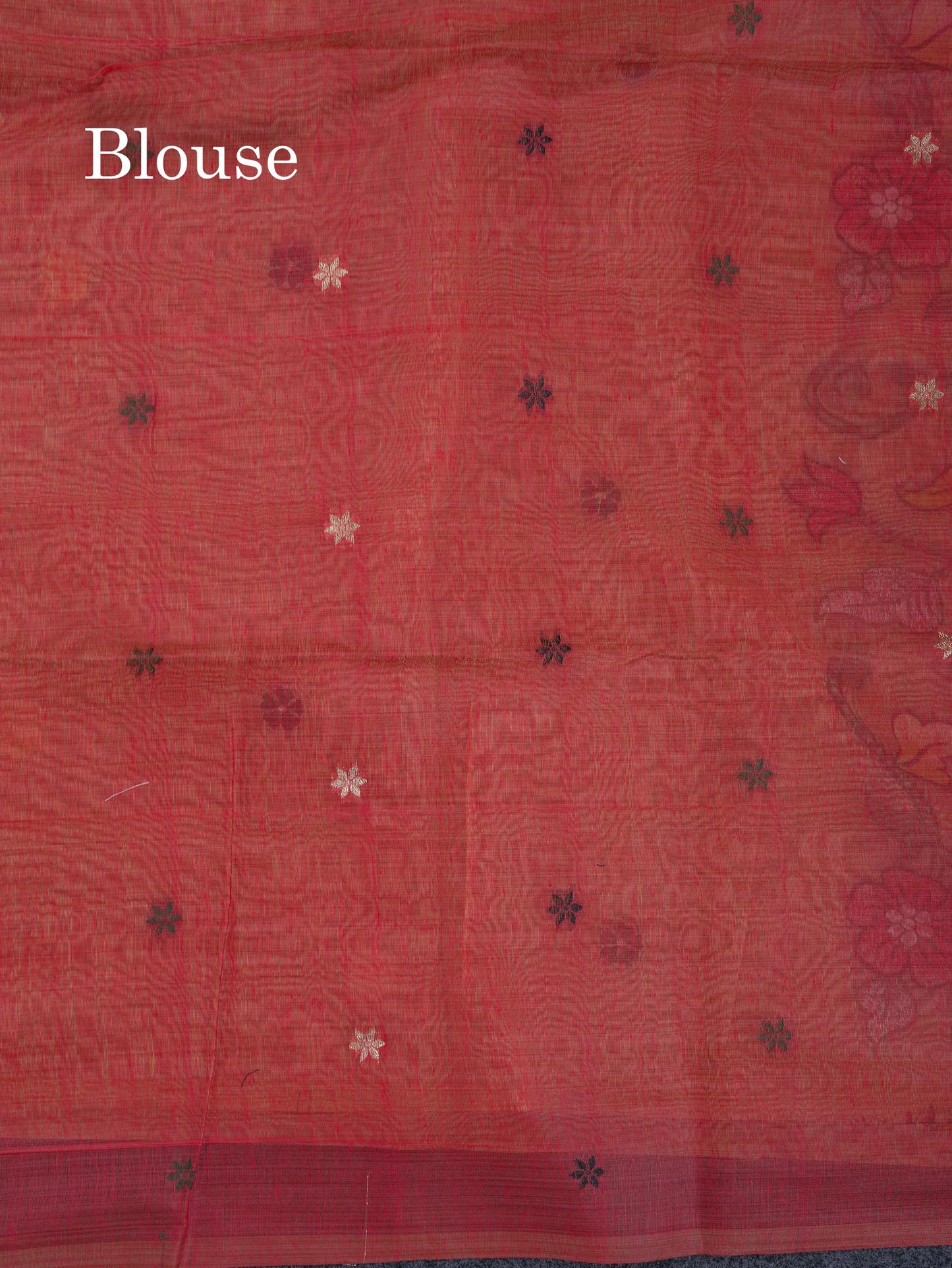 Beautiful Cream Sandal Thread Work Buttas Muga Cotton Saree With Contrast Red Blouse