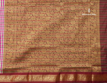 9.5 Yards Semi Silk Saree Multicolour Checks with Maroon Border