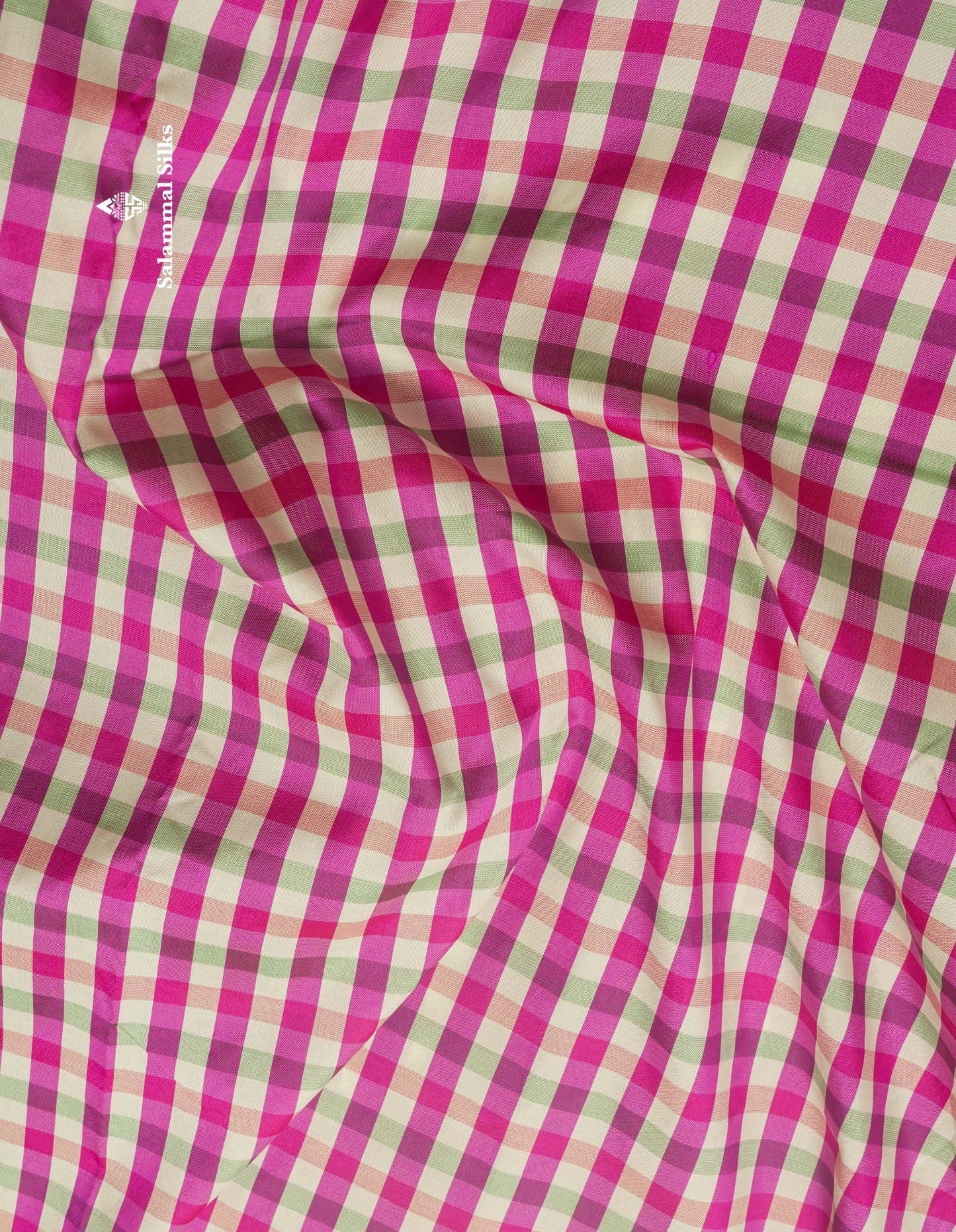9.5 Yards Semi Silk Saree Multicolour Checks with Maroon Border