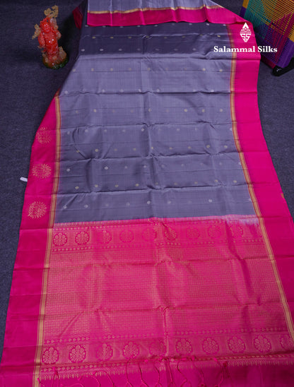 Beautiful Dual Tone Rexona Green Pure Kanjivaram Silk Saree With Contrast Navy Blue Fancy Border