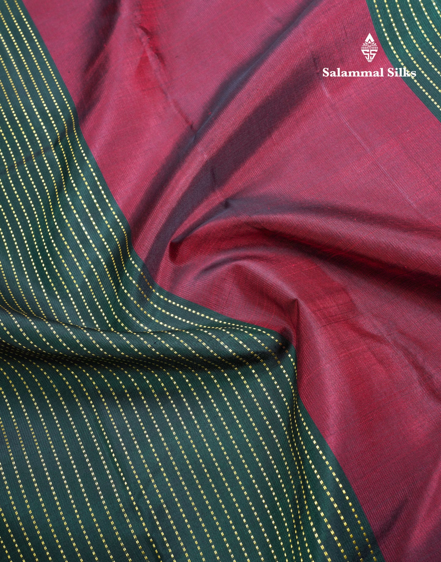 Bottle Green And Wine Zari Lines Beautiful Pure Kanjivaram Silk Saree Pure Zari without Border
