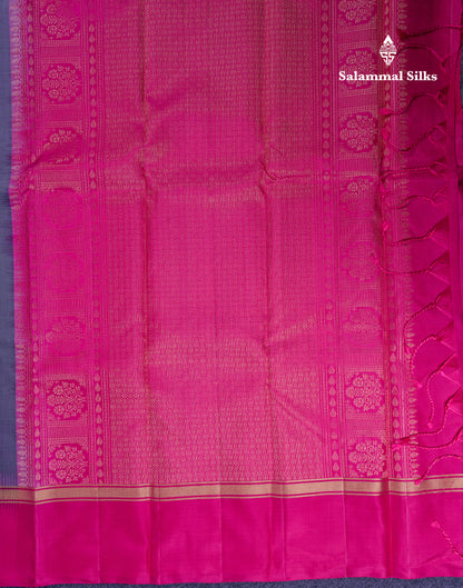 Beautiful Dual Tone Rexona Green Pure Kanjivaram Silk Saree With Contrast Navy Blue Fancy Border
