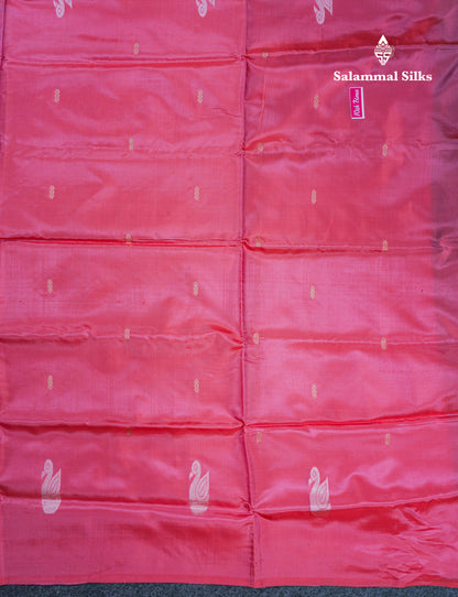 Olive Green Thread work Buttas Banana Pinth Saree (Vaazhainaar Pattu) With Contrast Pink Blouse