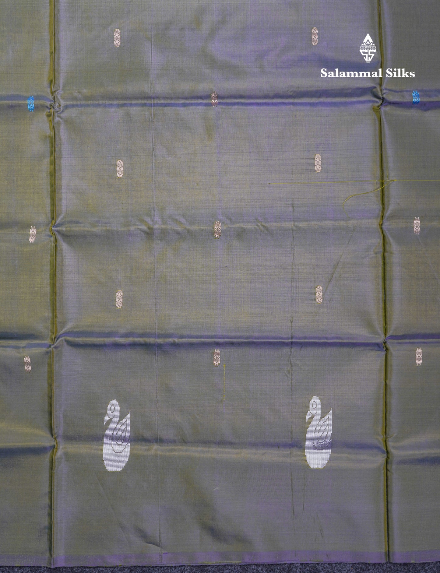 Olive Green Thread work Buttas Banana Pinth Saree (Vaazhainaar Pattu) With Contrast Pink Blouse