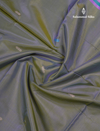 Olive Green Thread work Buttas Banana Pinth Saree (Vaazhainaar Pattu) With Contrast Pink Blouse