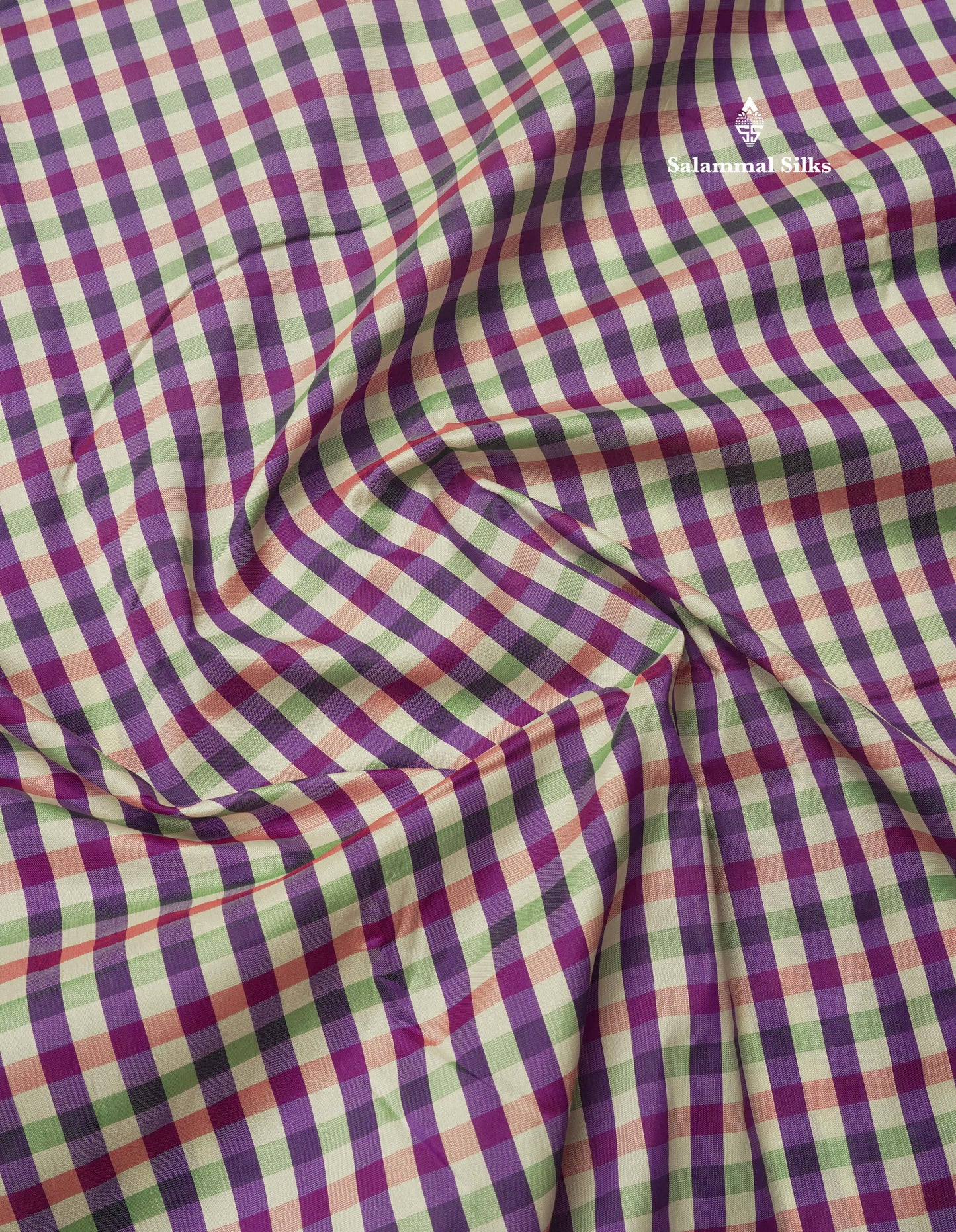 9.5 Yards Semi Silk Saree Multicolour Checks with Maroon Border