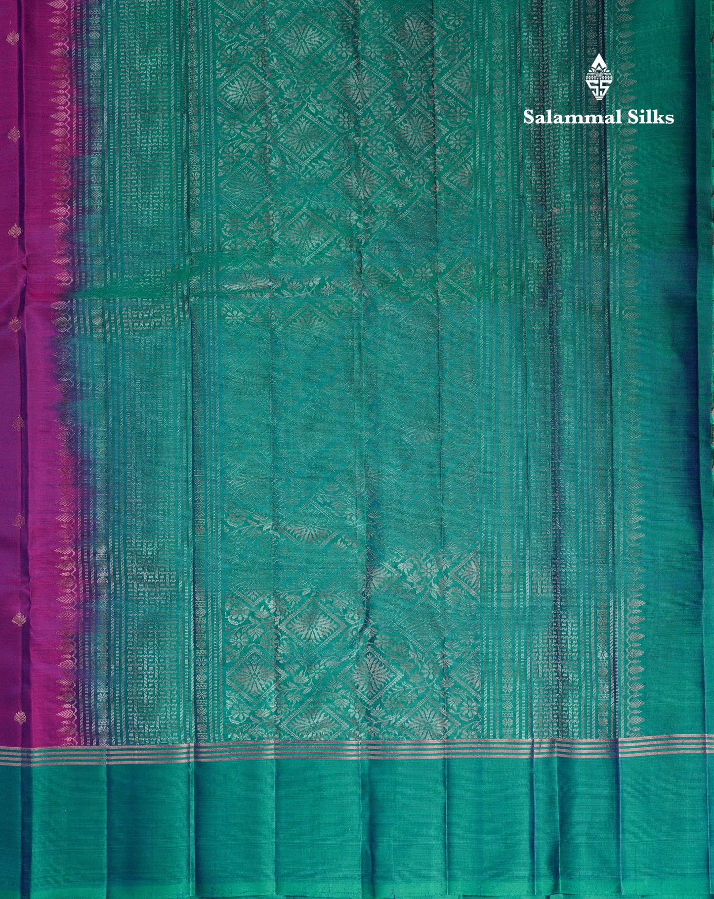 Beautiful Magenta Puremix Silk Saree With Contrast Sapphire Green Fancy Border