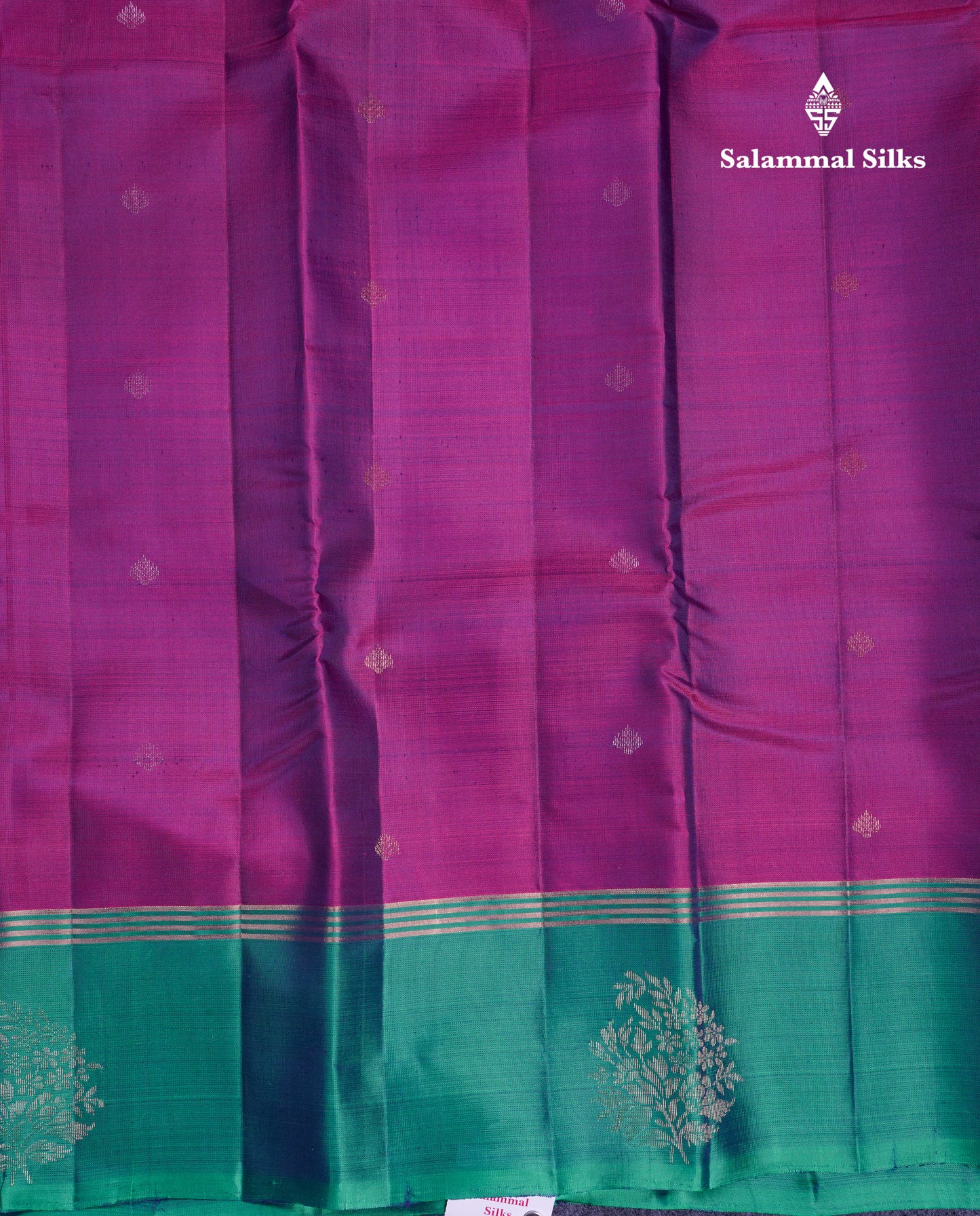 Beautiful Magenta Puremix Silk Saree With Contrast Sapphire Green Fancy Border