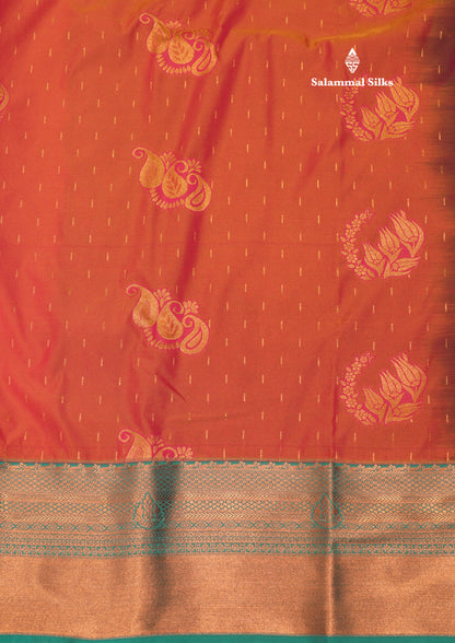 Onion Pink Colour Semi Silk Saree With Sapphire Green Border