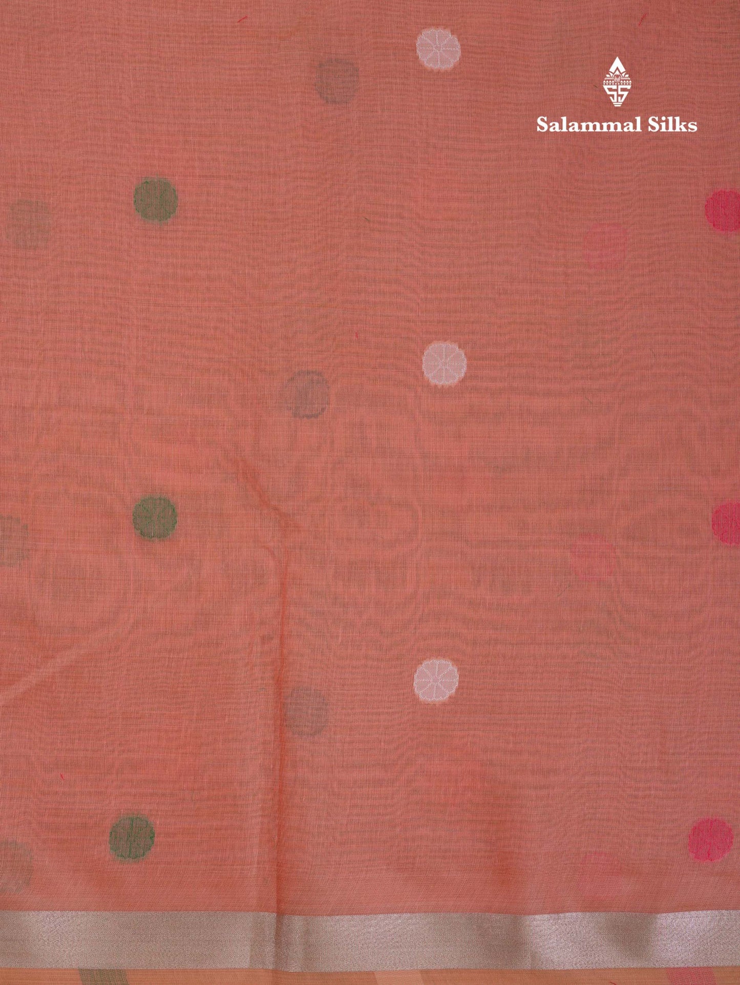 Beautiful Sapphire Green Thread Work Butta Muga Cotton Saree With Contrast Peacock Blue Blouse